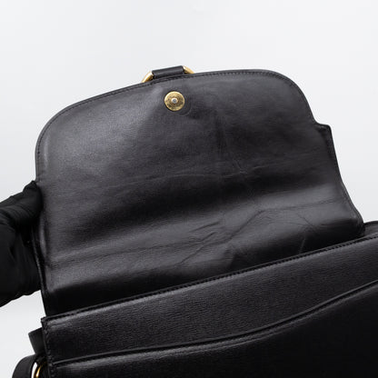 GG Ring Shoulder Bag Black Leather