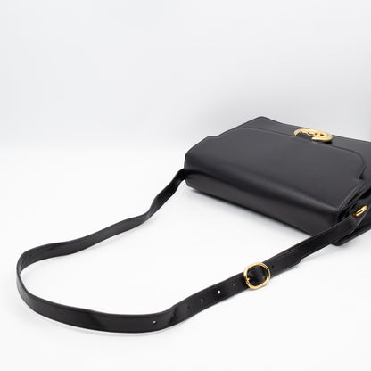 GG Ring Shoulder Bag Black Leather