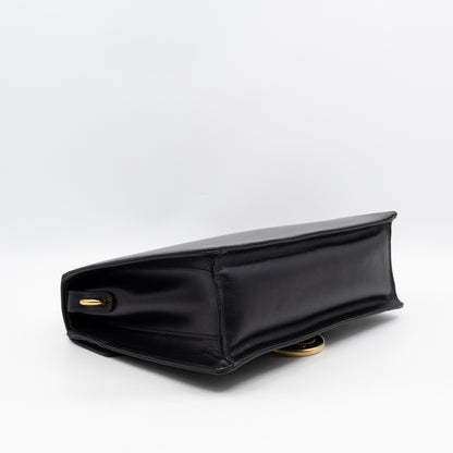 GG Ring Shoulder Bag Black Leather