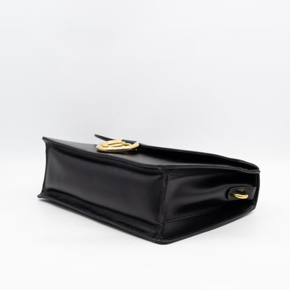 GG Ring Shoulder Bag Black Leather