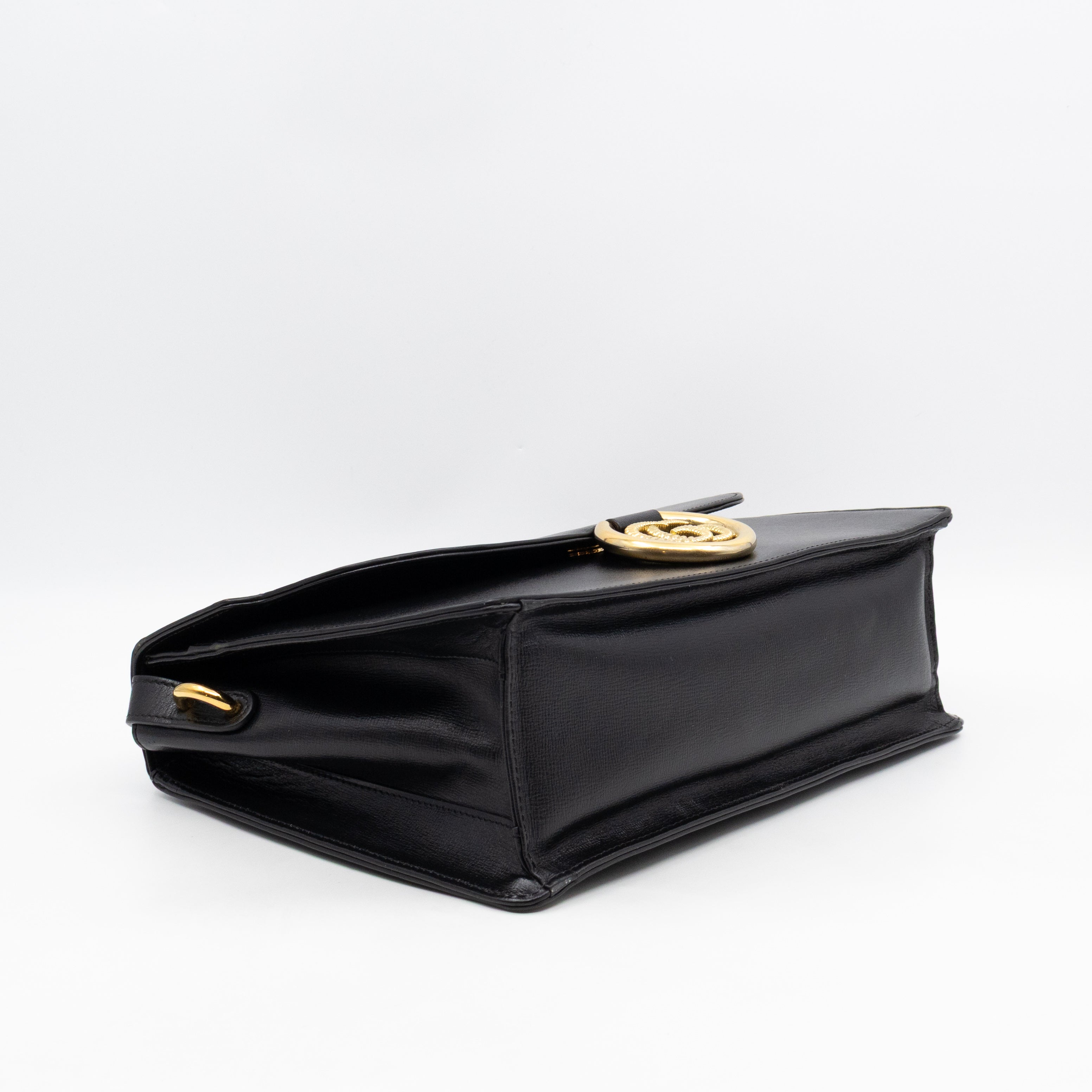 GG Ring Shoulder Bag Black Leather