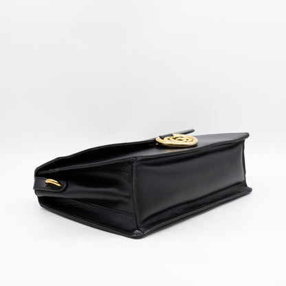 GG Ring Shoulder Bag Black Leather