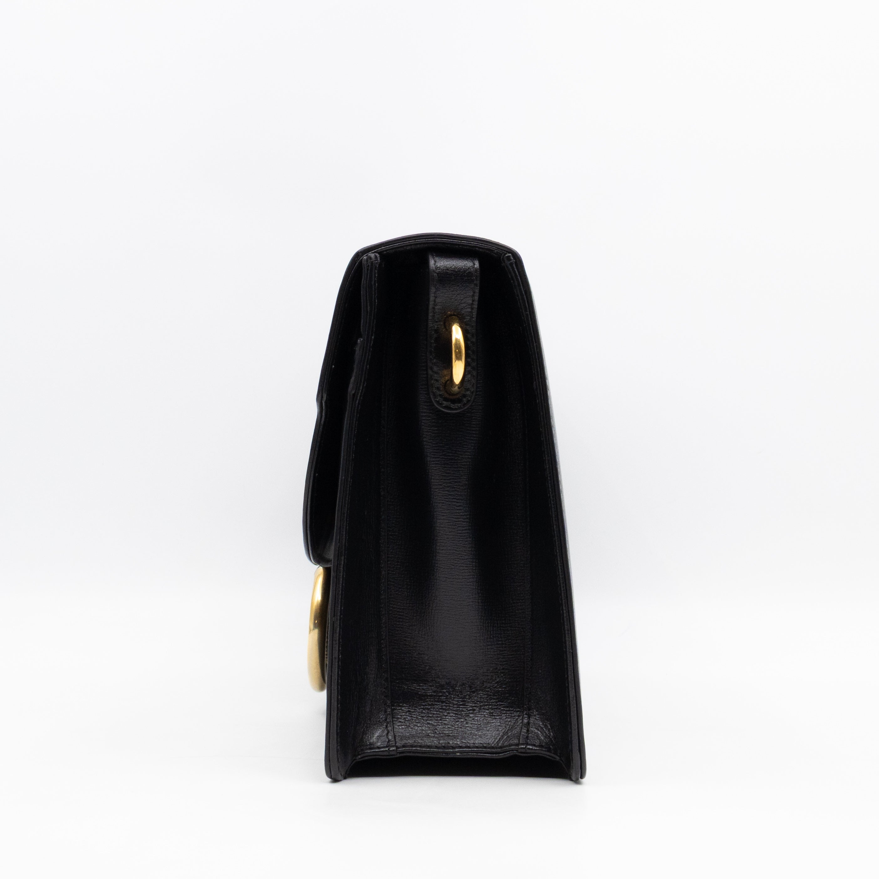 GG Ring Shoulder Bag Black Leather