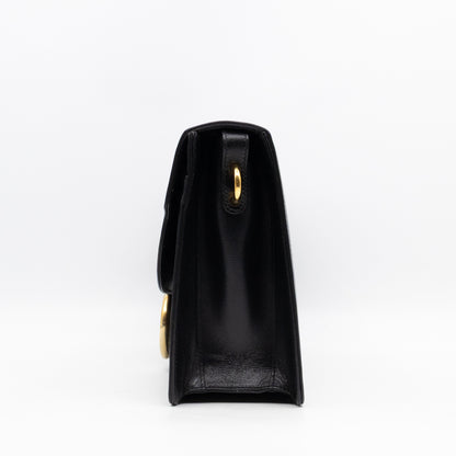 GG Ring Shoulder Bag Black Leather
