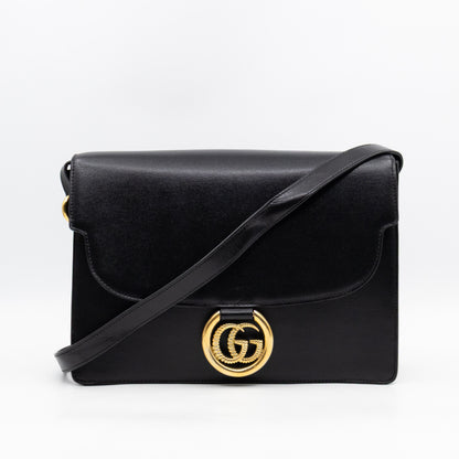 GG Ring Shoulder Bag Black Leather