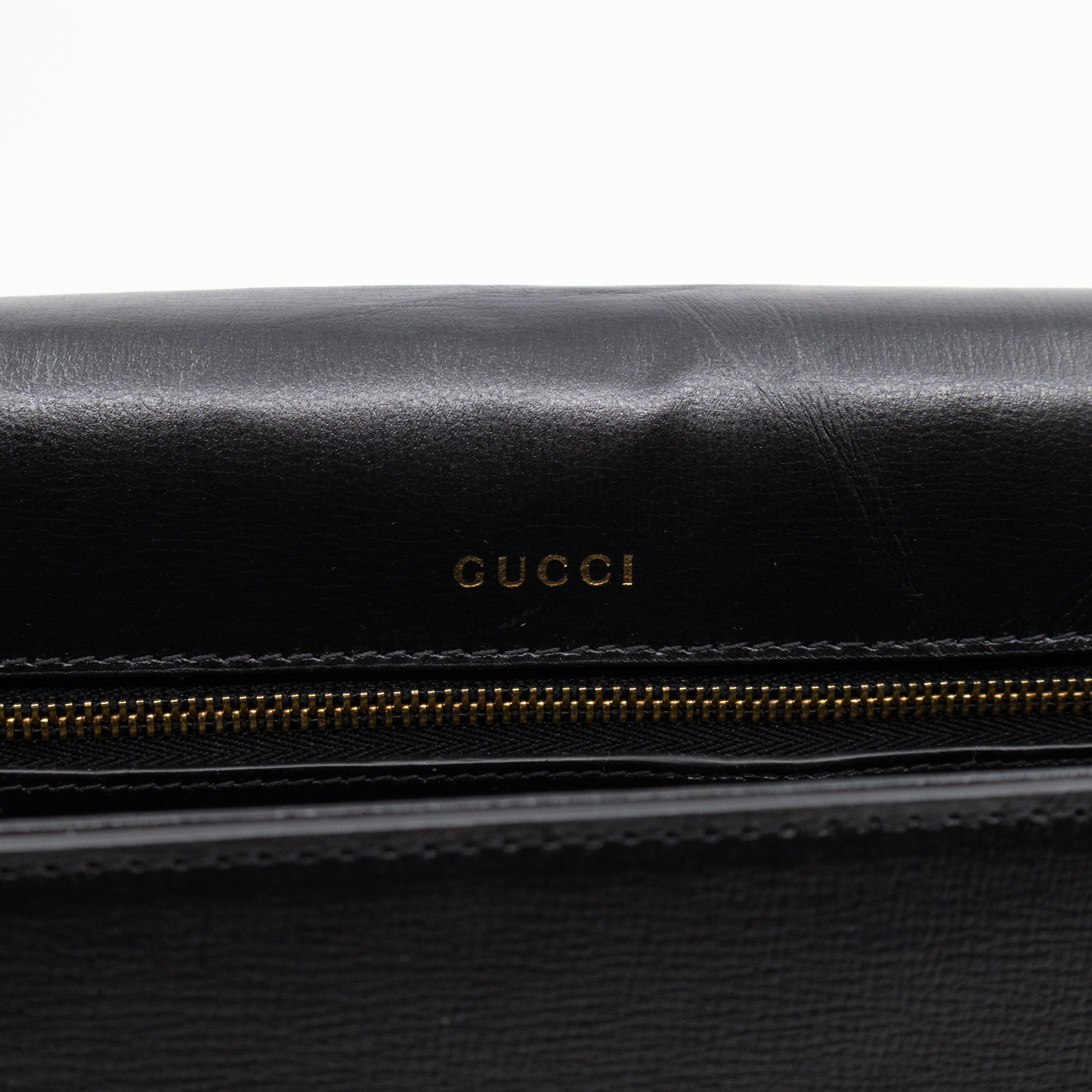 GG Ring Shoulder Bag Black Leather