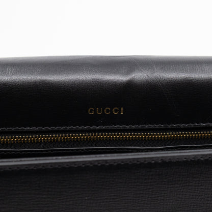 GG Ring Shoulder Bag Black Leather