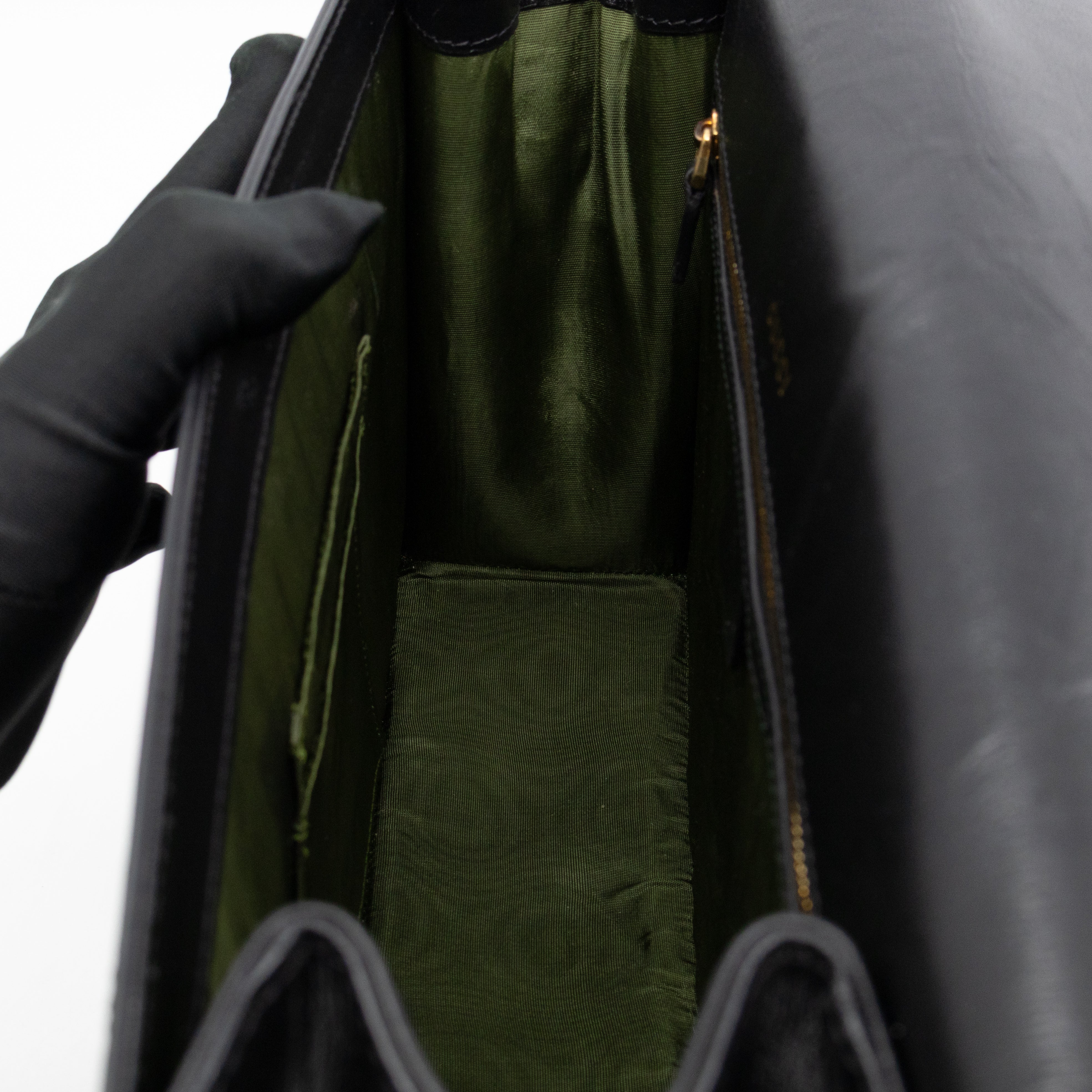 GG Ring Shoulder Bag Black Leather