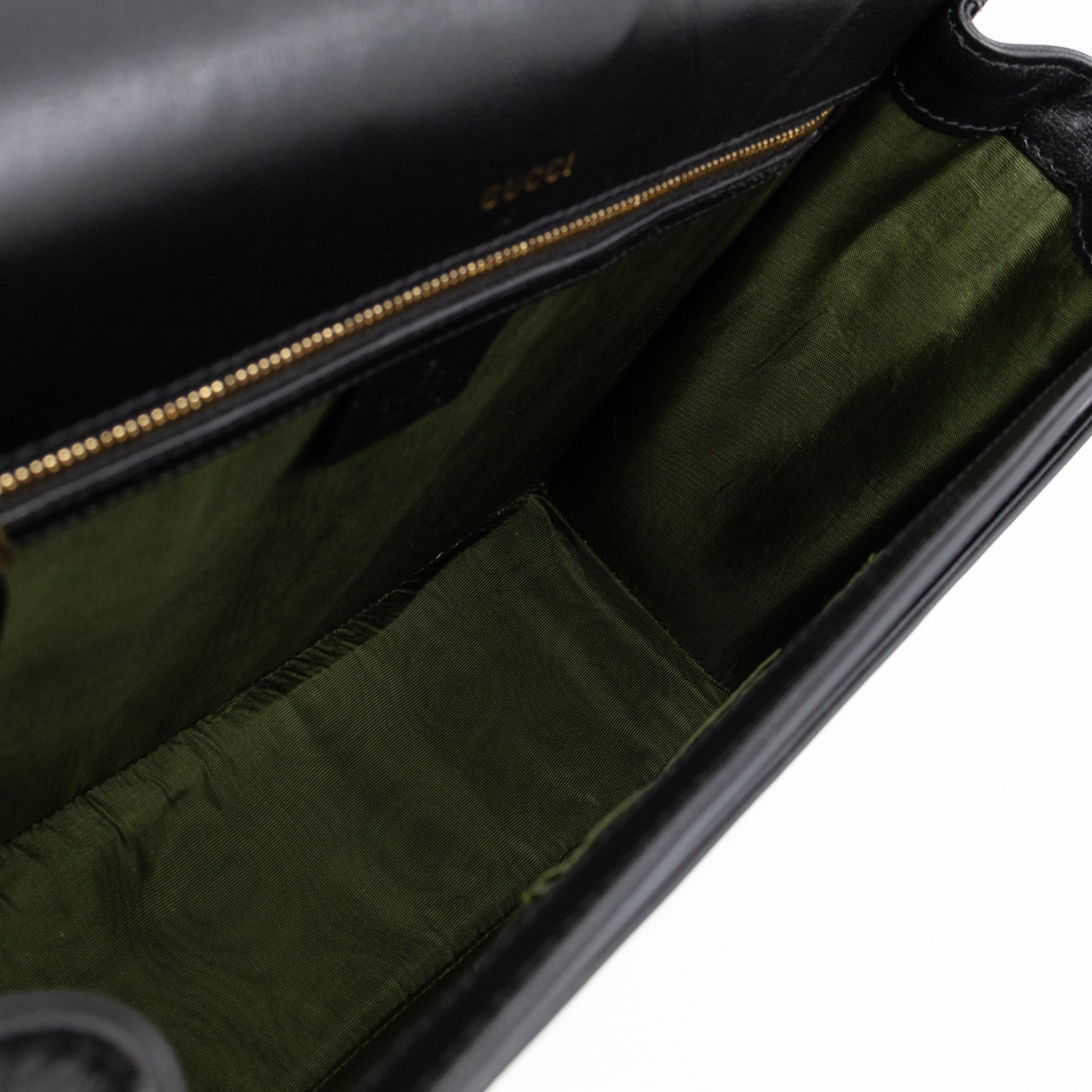 GG Ring Shoulder Bag Black Leather