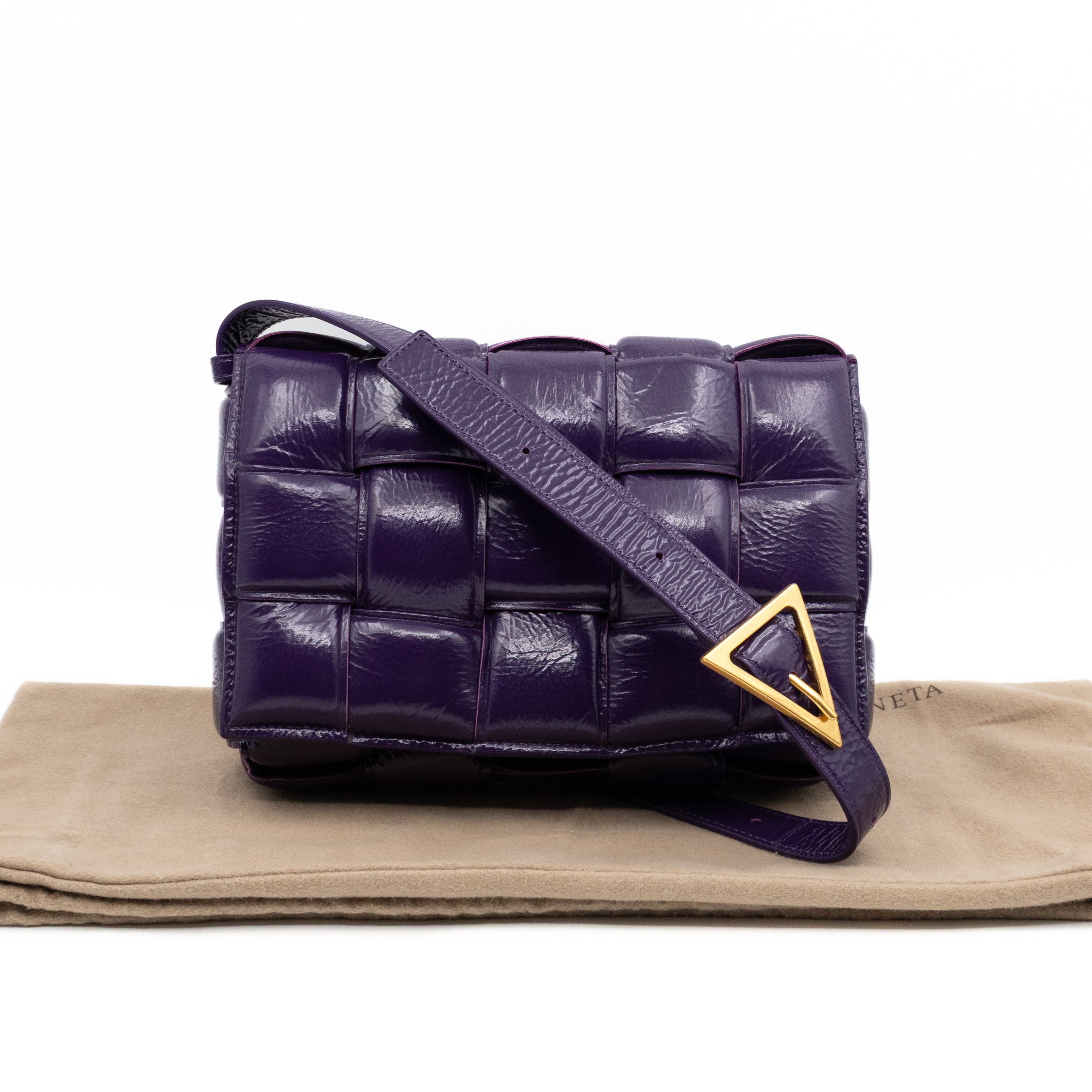 Classic Padded Cassette Purple Intrecciato Patent Leather