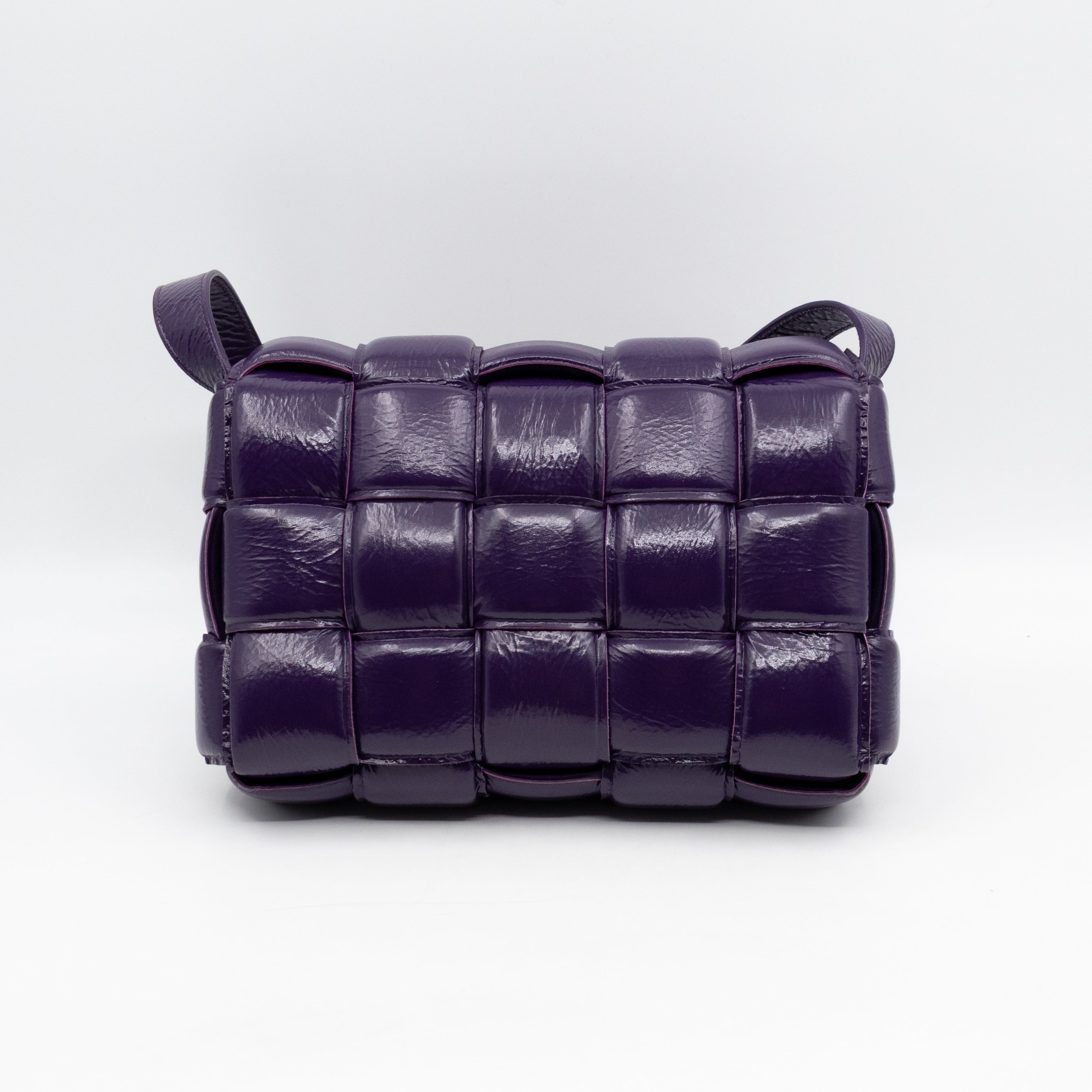 Classic Padded Cassette Purple Intrecciato Patent Leather