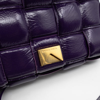 Classic Padded Cassette Purple Intrecciato Patent Leather
