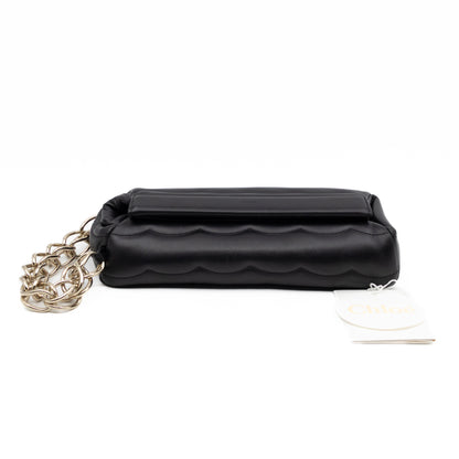 Juana Clutch Black Lamskin Leather Light Gold