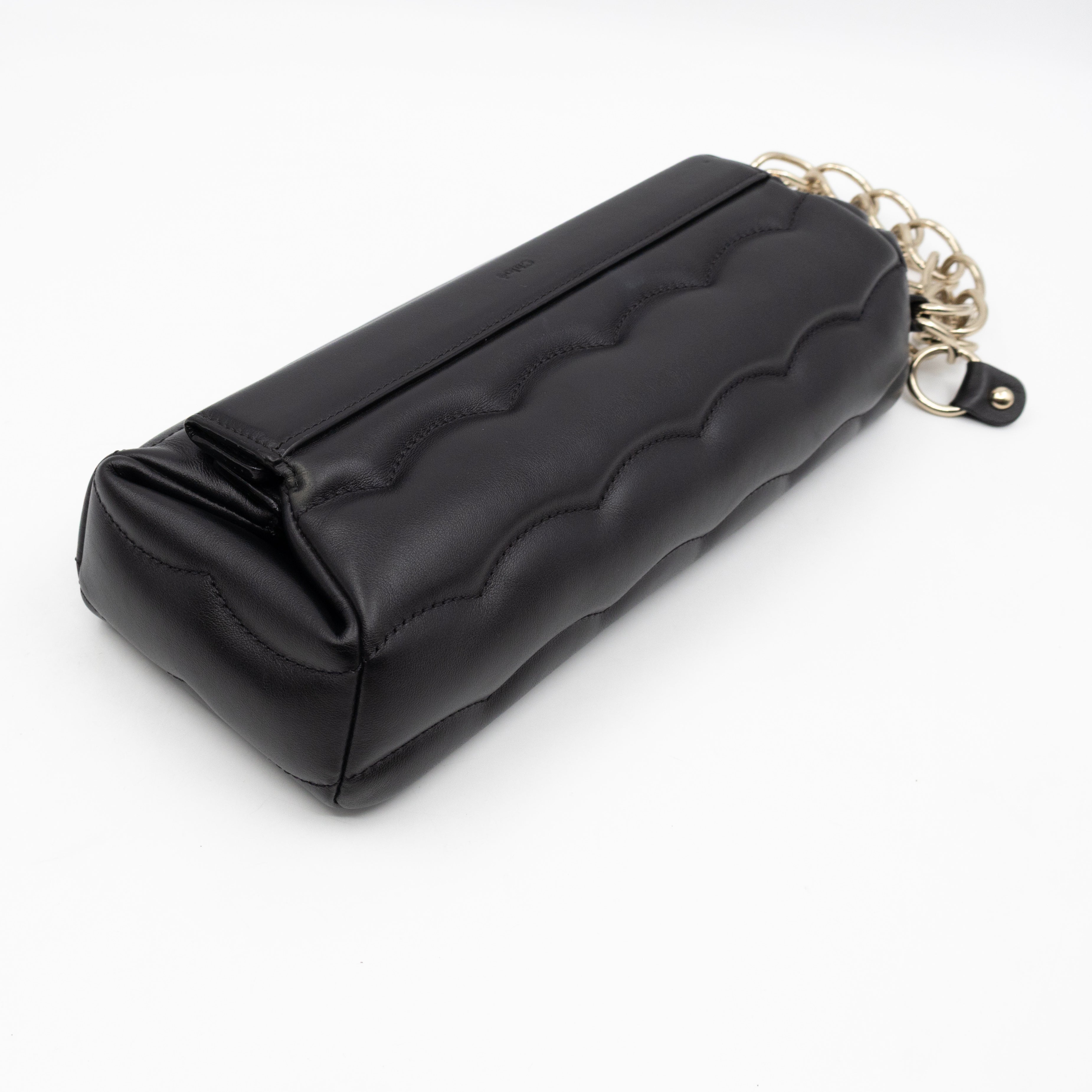 Juana Clutch Black Lamskin Leather Light Gold