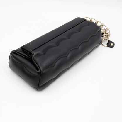 Juana Clutch Black Lamskin Leather Light Gold