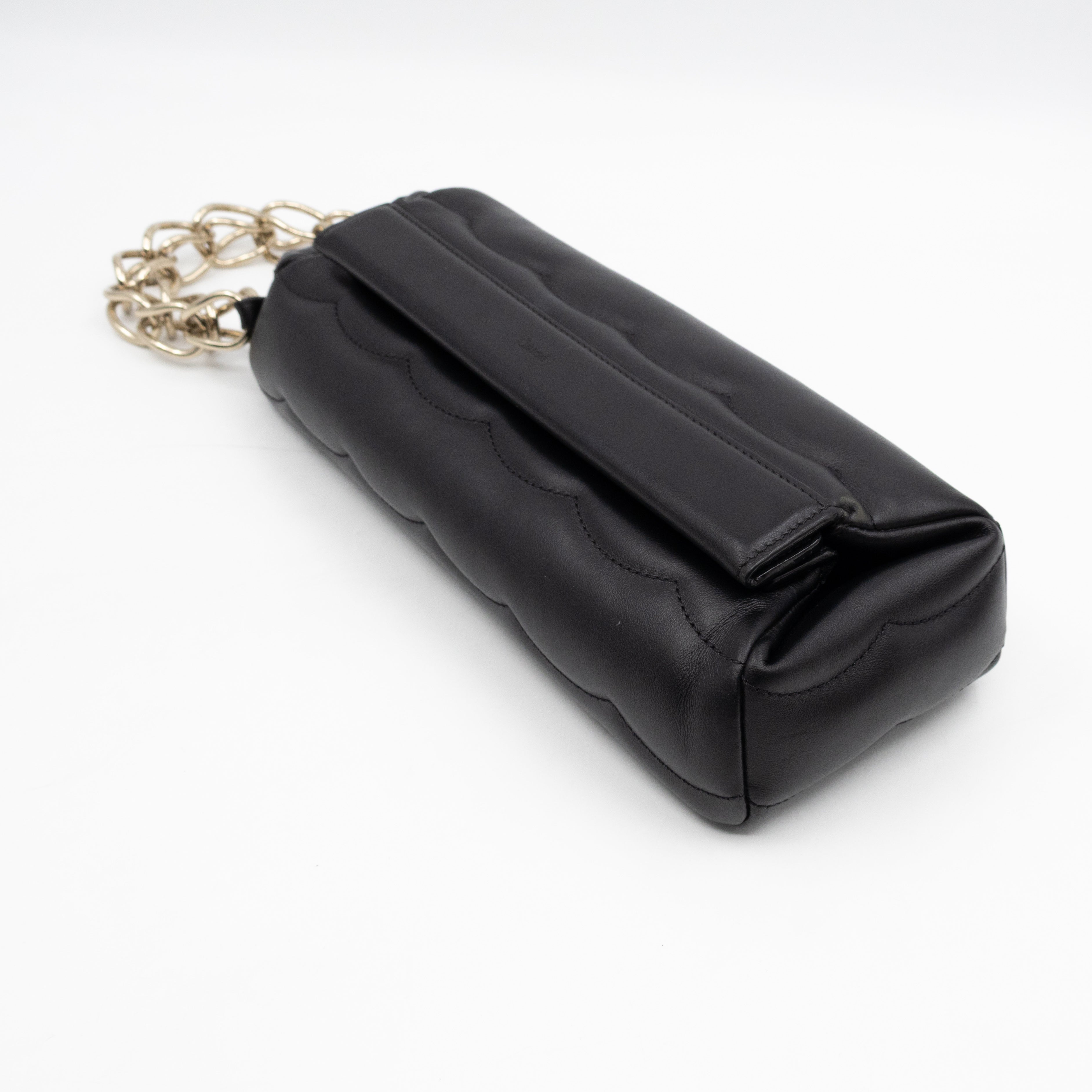 Juana Clutch Black Lamskin Leather Light Gold