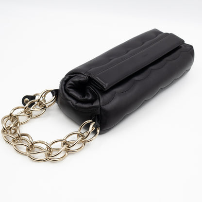 Juana Clutch Black Lamskin Leather Light Gold