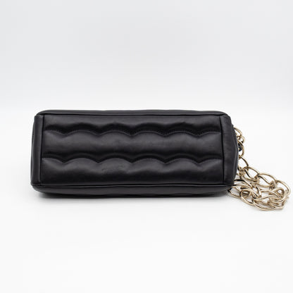 Juana Clutch Black Lamskin Leather Light Gold