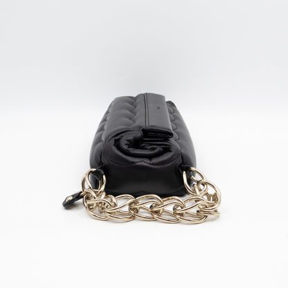 Juana Clutch Black Lamskin Leather Light Gold