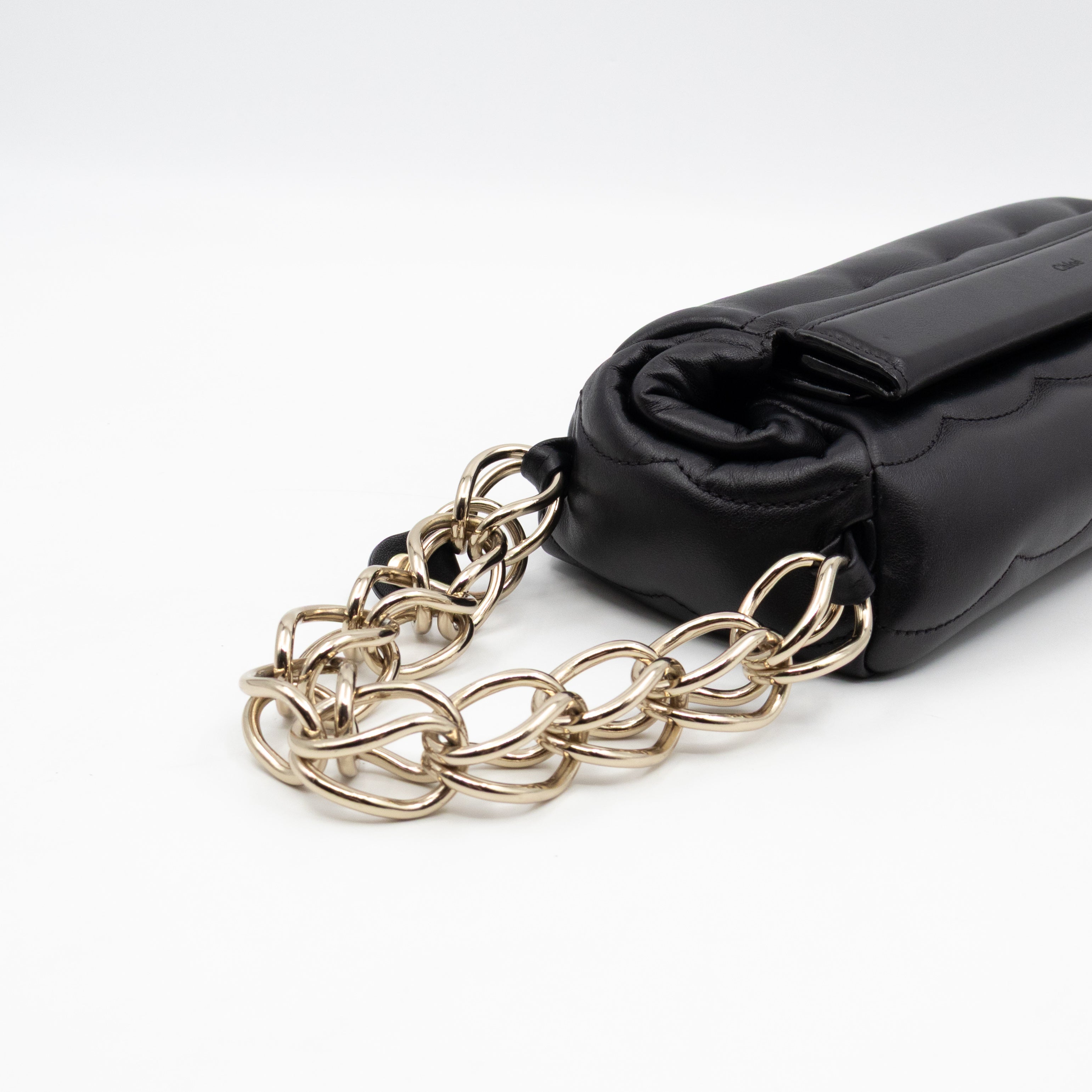 Juana Clutch Black Lamskin Leather Light Gold