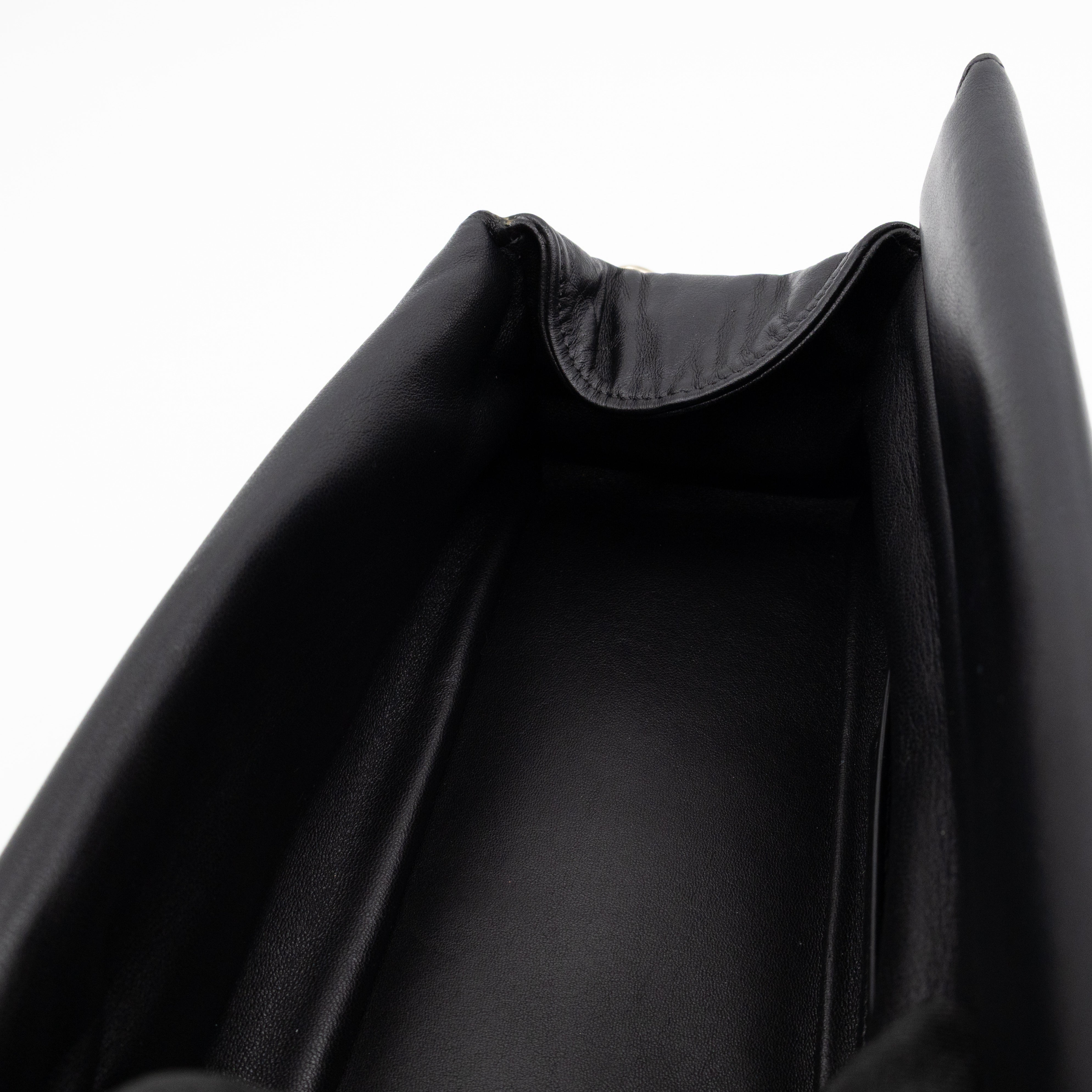 Juana Clutch Black Lamskin Leather Light Gold