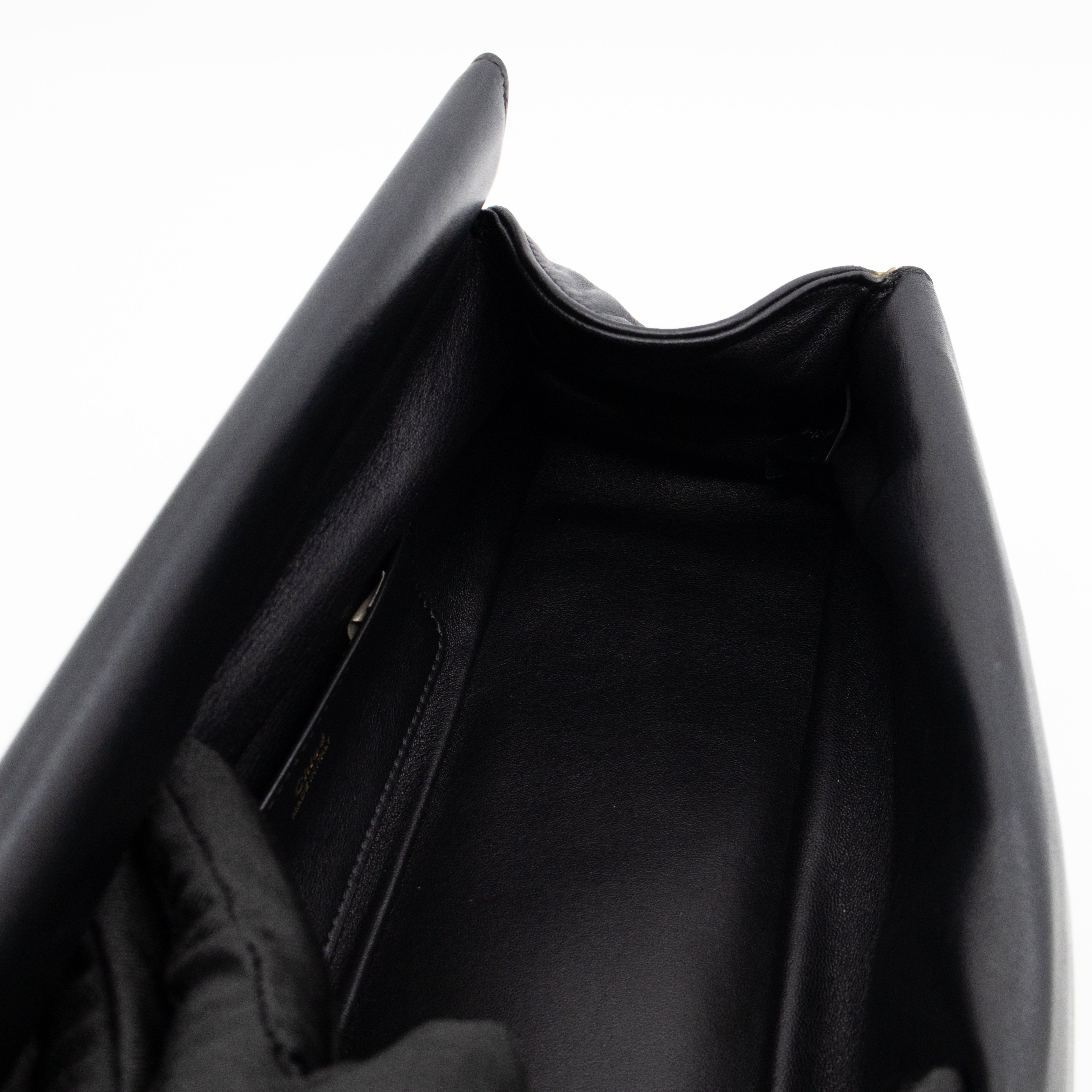 Juana Clutch Black Lamskin Leather Light Gold