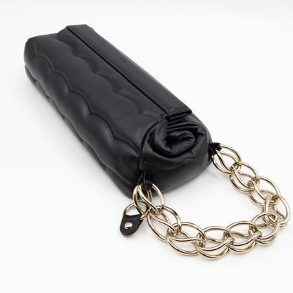 Juana Clutch Black Lamskin Leather Light Gold