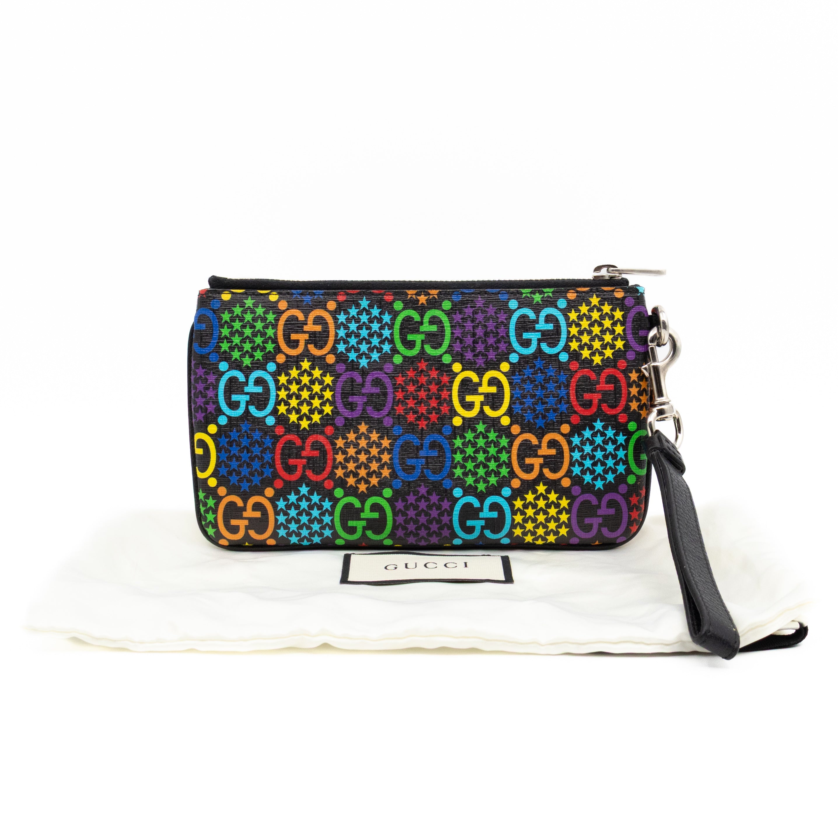 GG Wristlet Zip Pouch GG Psychedelic Canvas