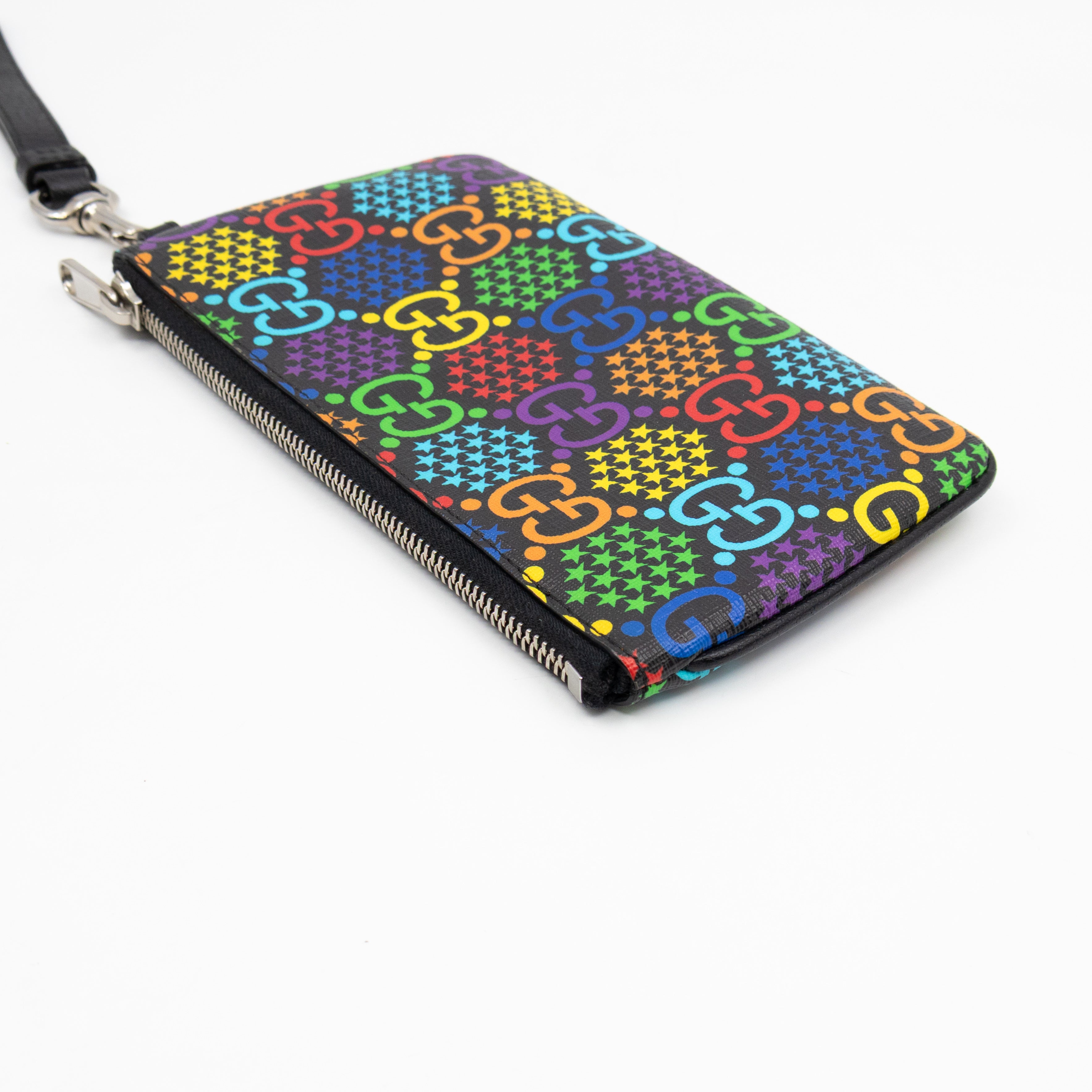GG Wristlet Zip Pouch GG Psychedelic Canvas
