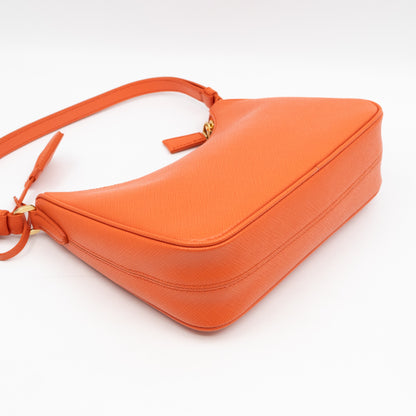 Mini Re-Edition Shoulder Bag Lux Arancio Saffiano Leather