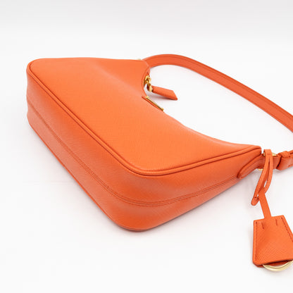 Mini Re-Edition Shoulder Bag Lux Arancio Saffiano Leather