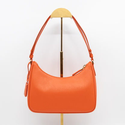 Mini Re-Edition Shoulder Bag Lux Arancio Saffiano Leather