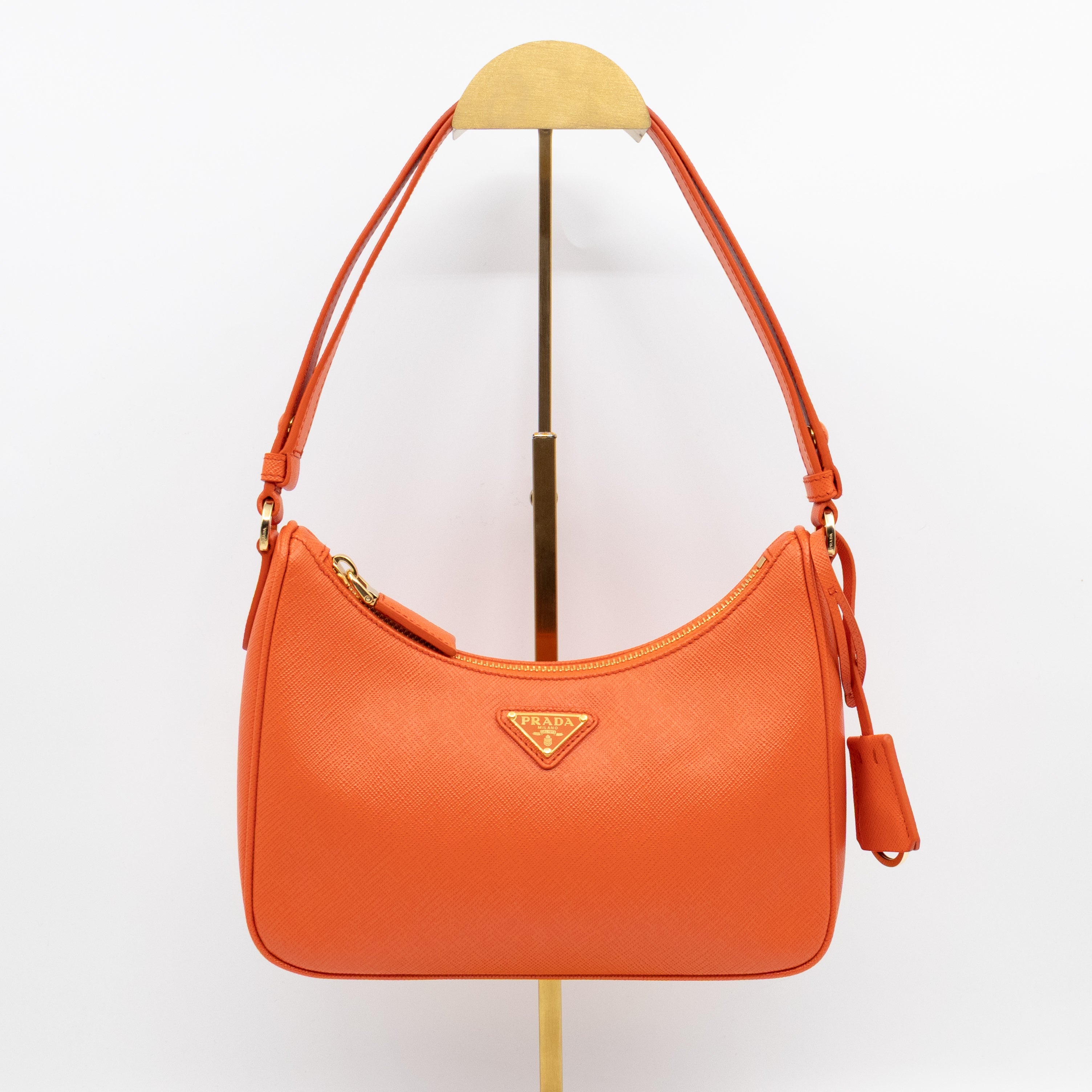 Mini Re-Edition Shoulder Bag Lux Arancio Saffiano Leather