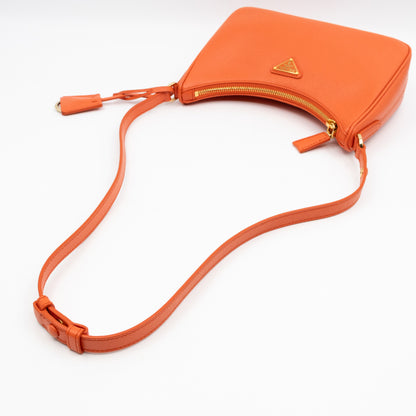 Mini Re-Edition Shoulder Bag Lux Arancio Saffiano Leather