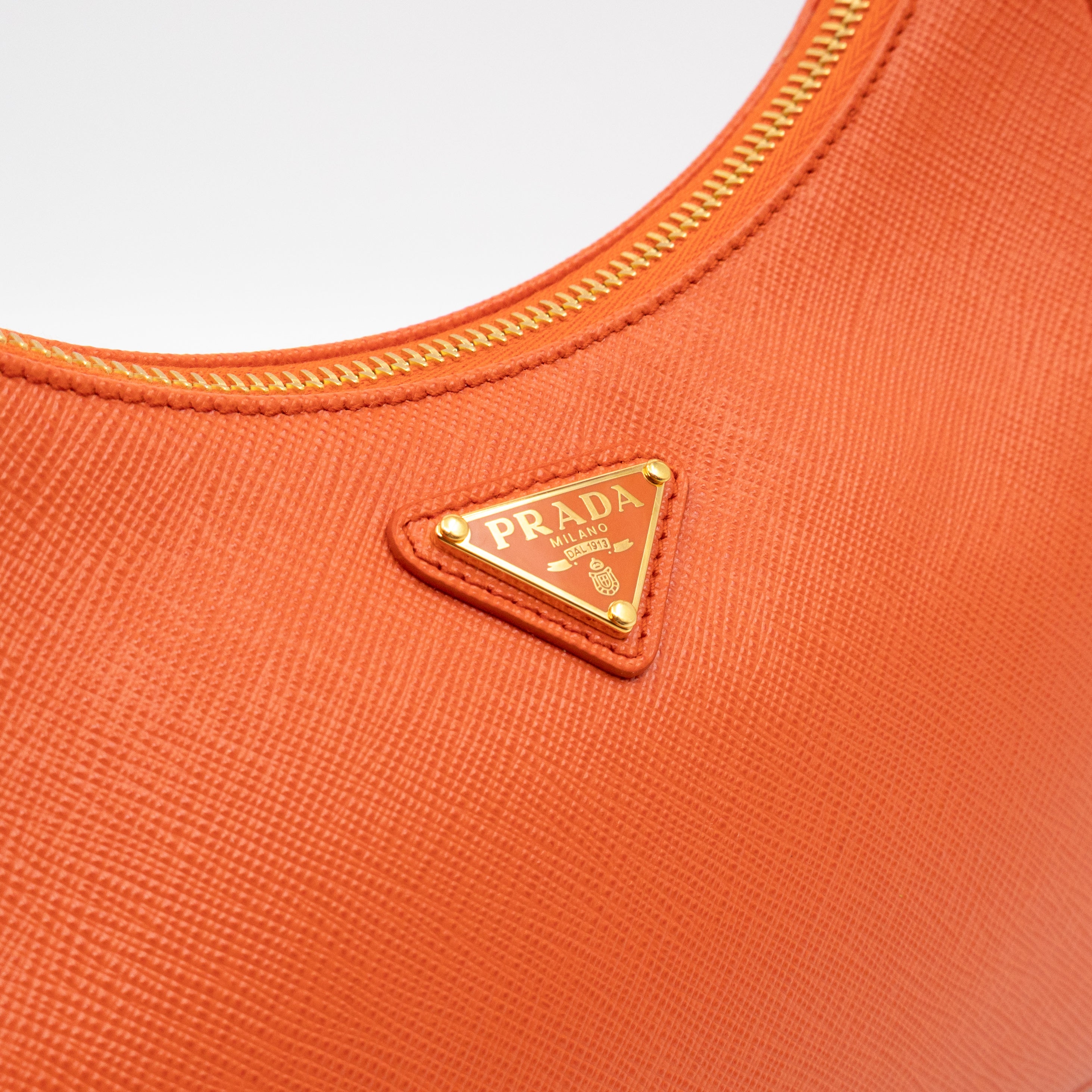 Mini Re-Edition Shoulder Bag Lux Arancio Saffiano Leather