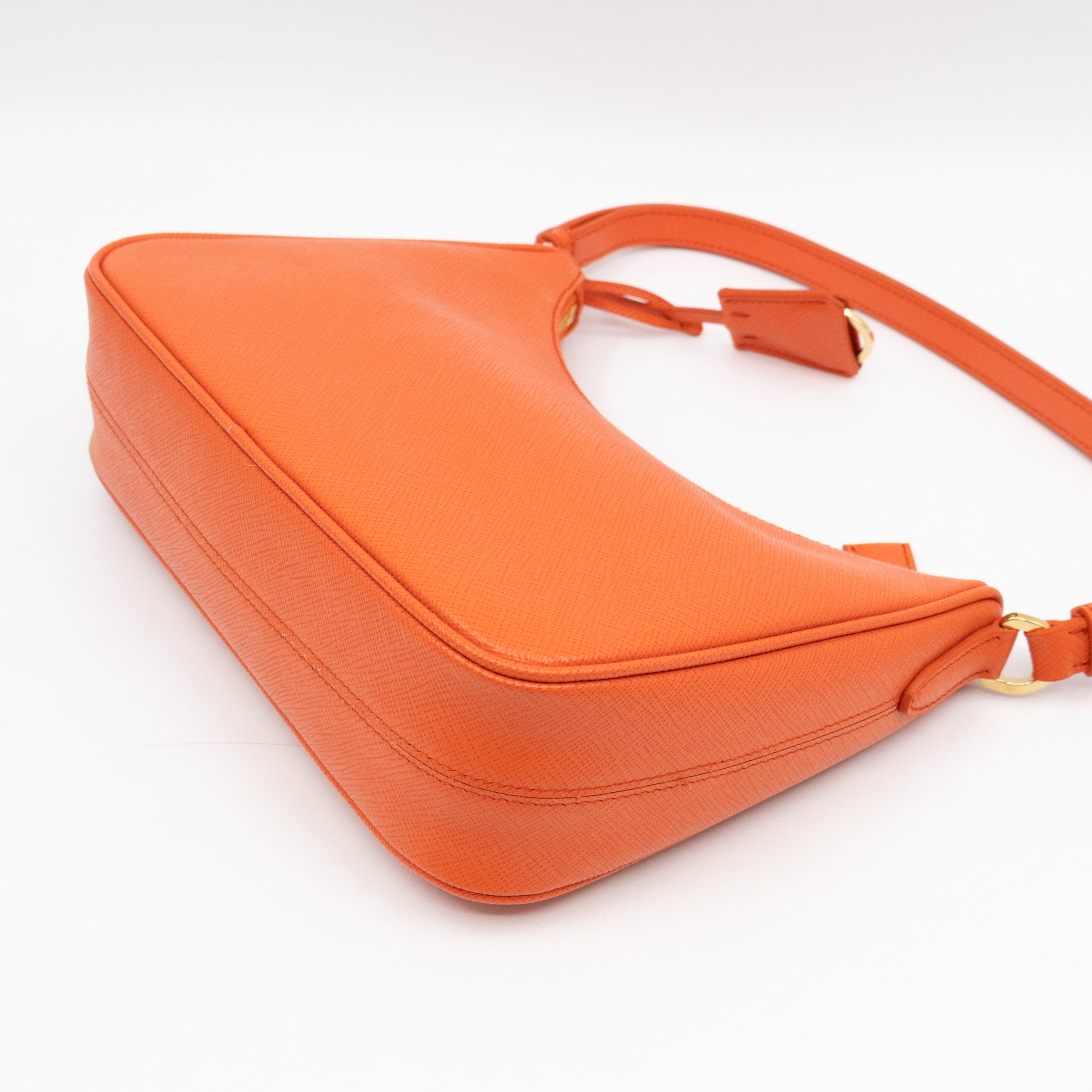 Mini Re-Edition Shoulder Bag Lux Arancio Saffiano Leather