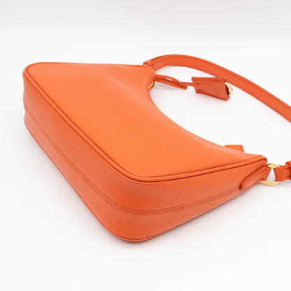 Mini Re-Edition Shoulder Bag Lux Arancio Saffiano Leather