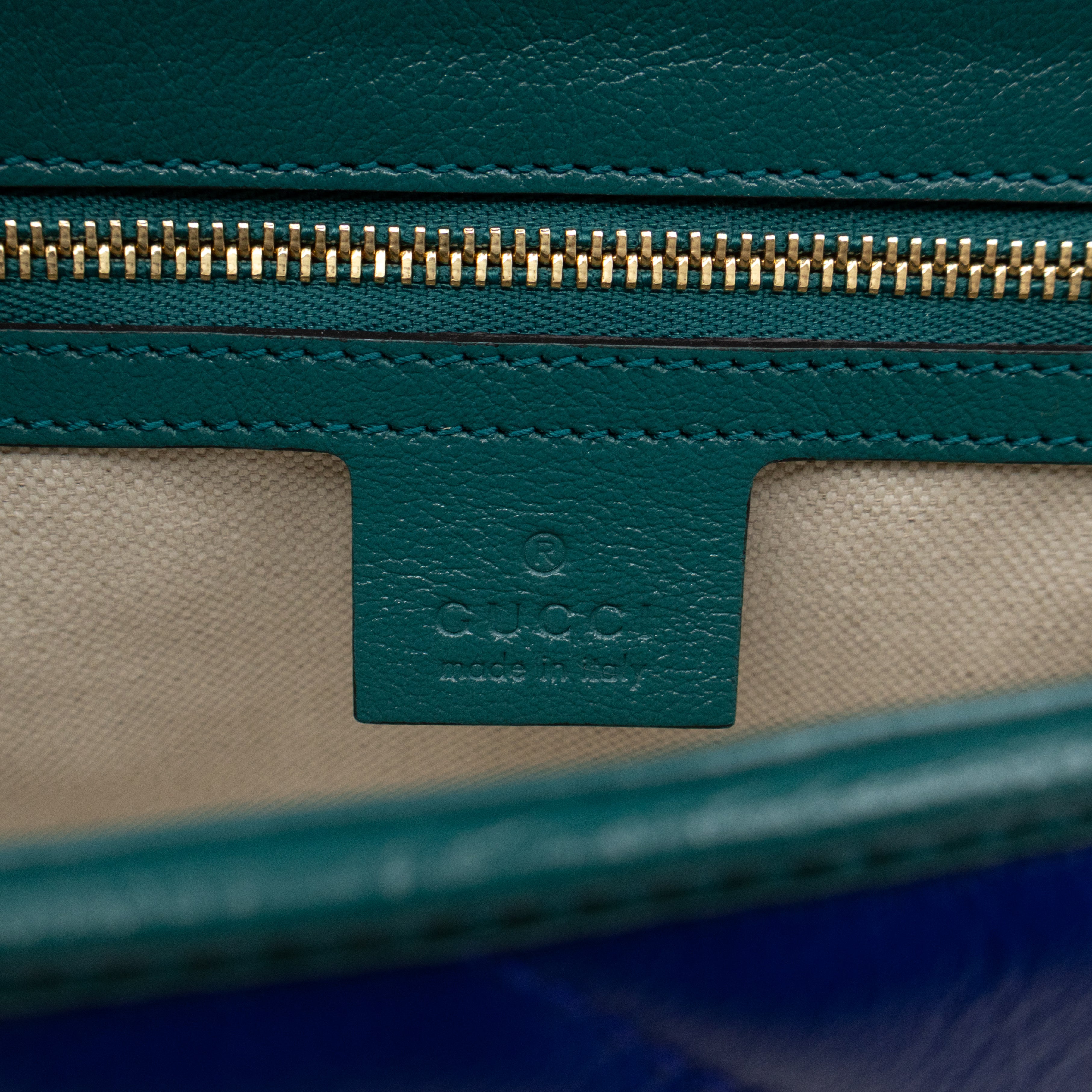 Torchon GG Marmont Medium Flap Bag Blue Diagonal Chevron Leather