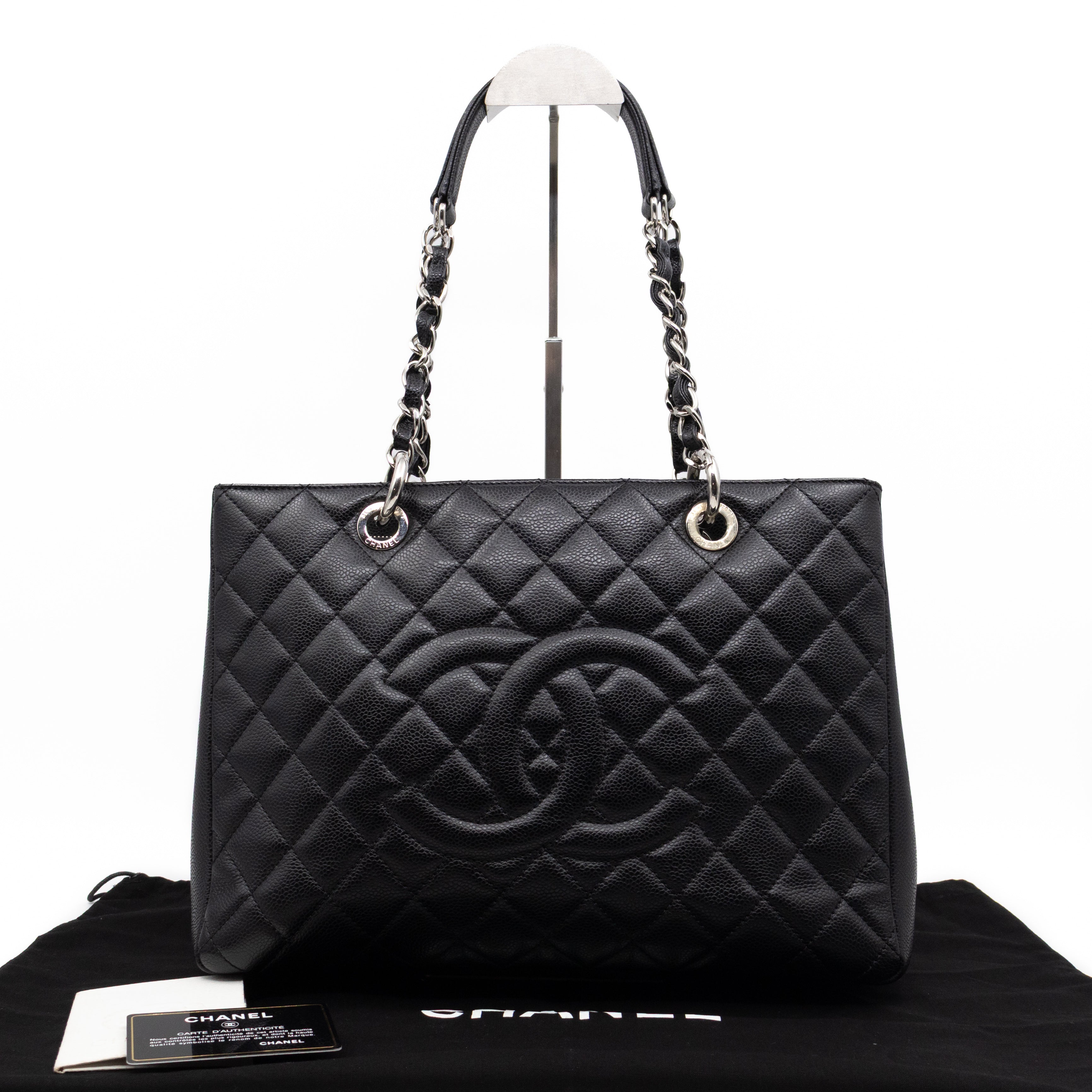 GST Grand Shopping Tote Black Caviar Silver