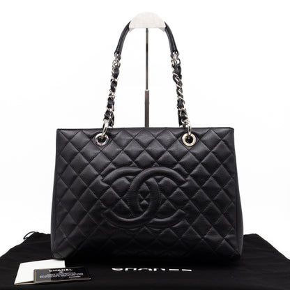 GST Grand Shopping Tote Black Caviar Silver