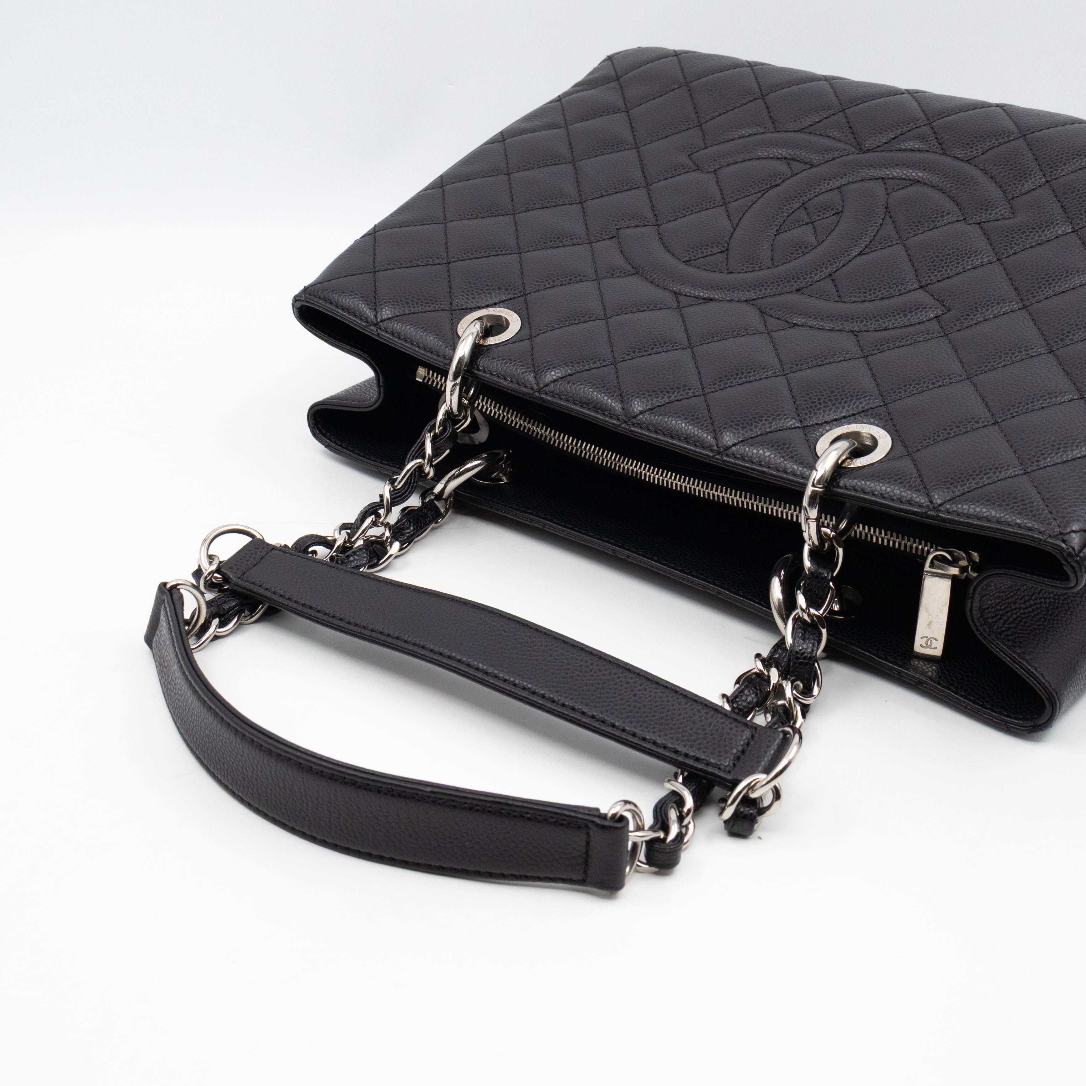 GST Grand Shopping Tote Black Caviar Silver