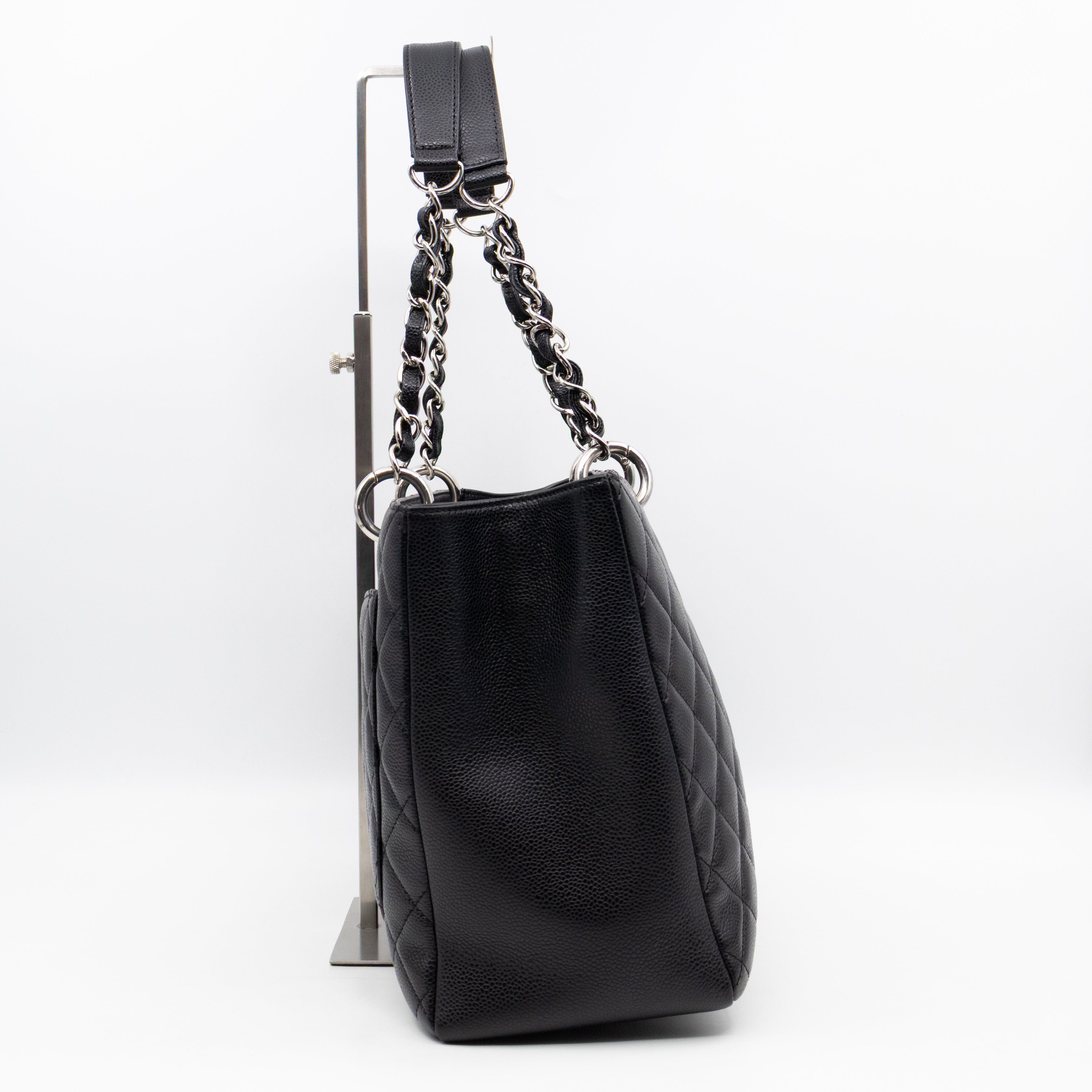 GST Grand Shopping Tote Black Caviar Silver