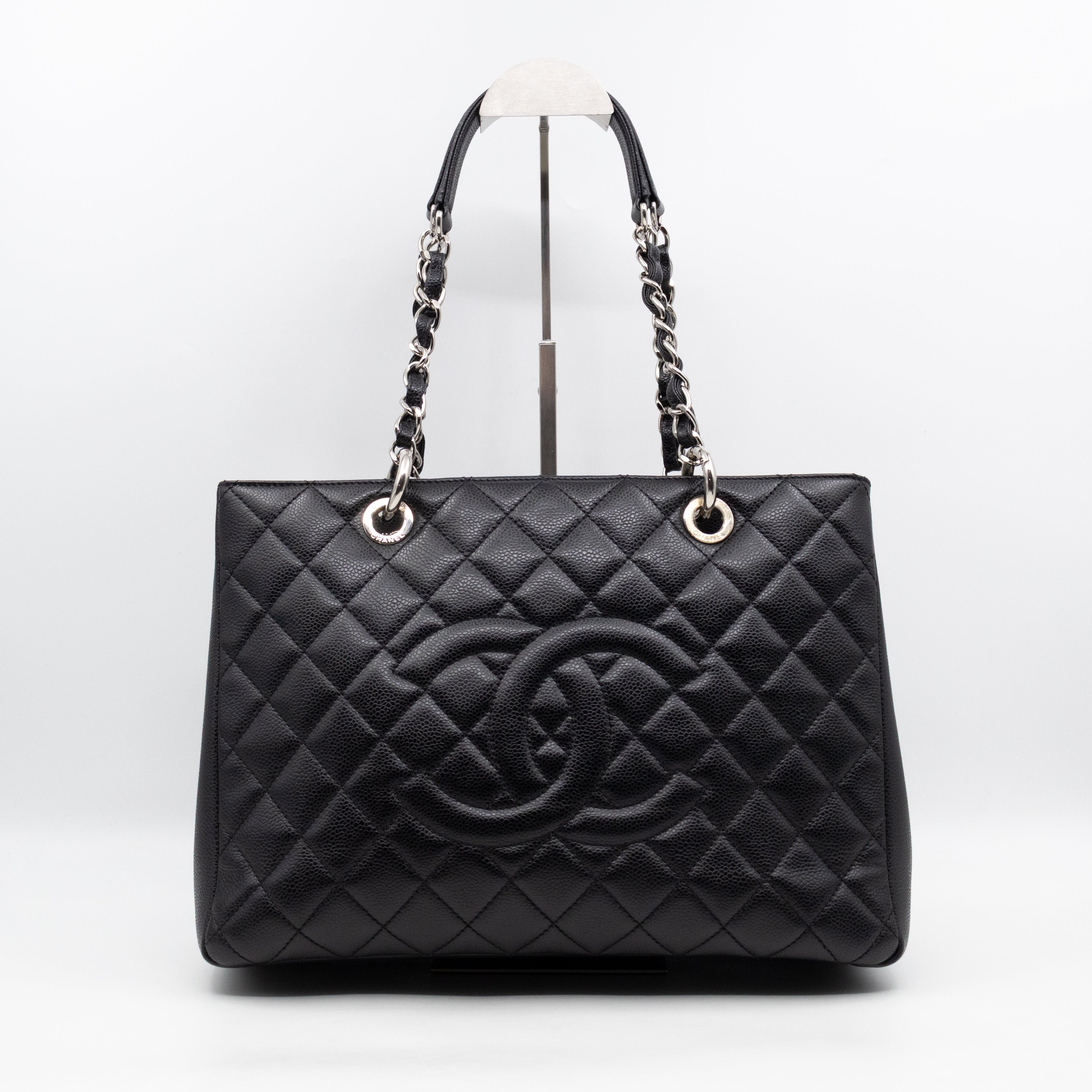 GST Grand Shopping Tote Black Caviar Silver