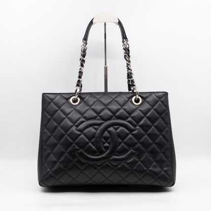 GST Grand Shopping Tote Black Caviar Silver