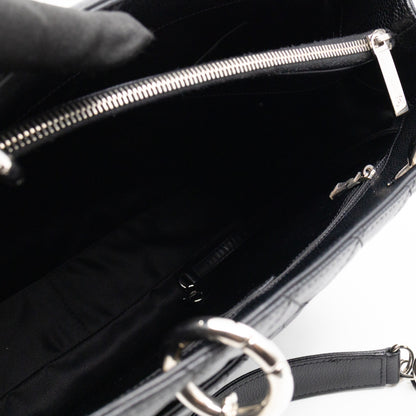 GST Grand Shopping Tote Black Caviar Silver