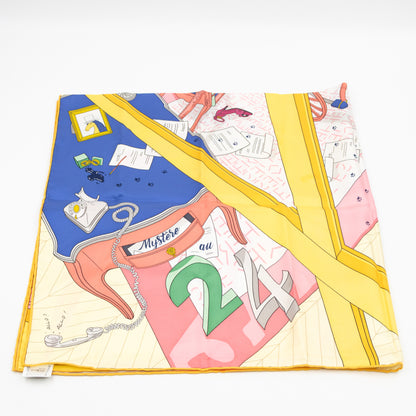 Silk Scarf 90 Mystere Au 24 Rose Bonbon & Jaune