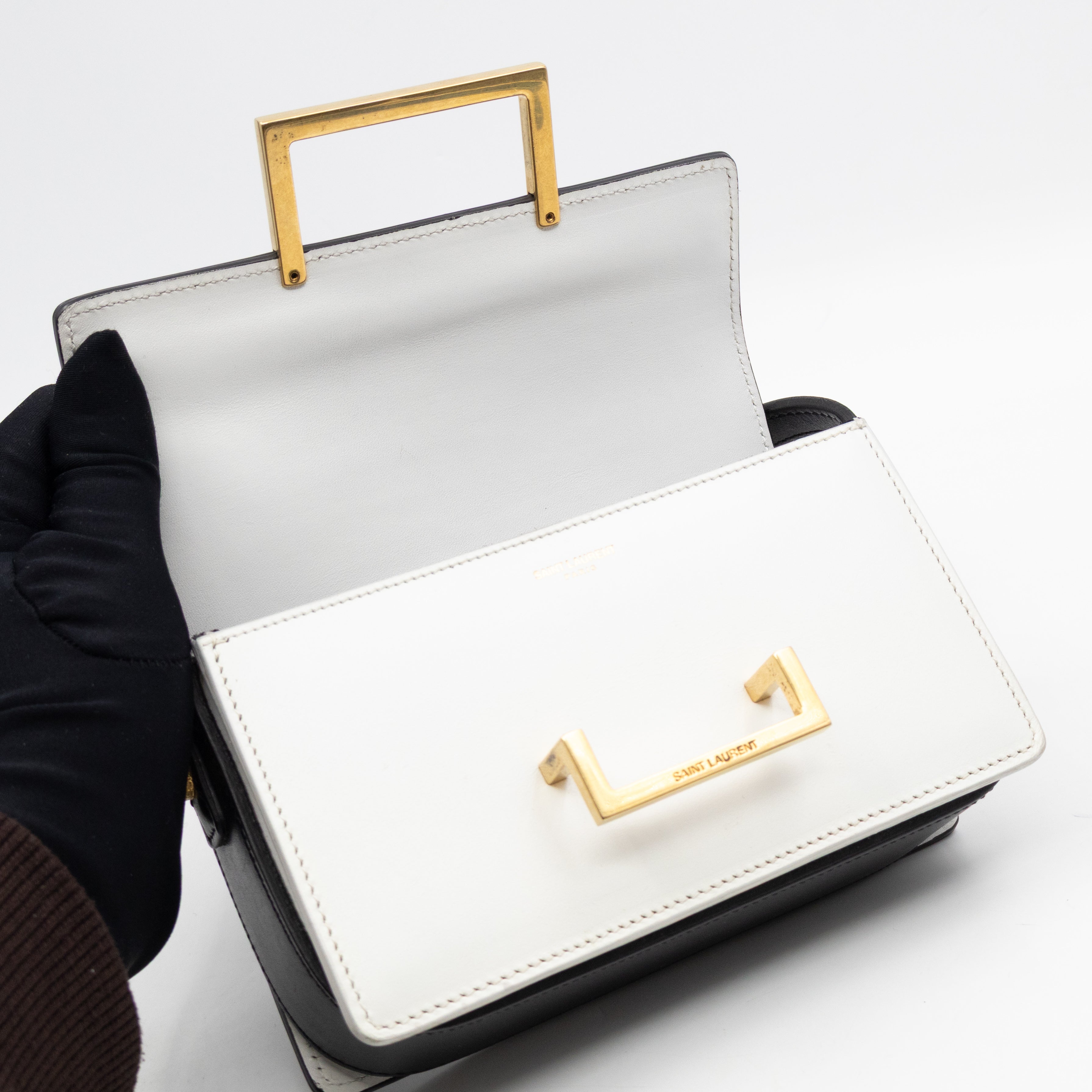 Lulu Small Shoulder Bag Black & White Leather