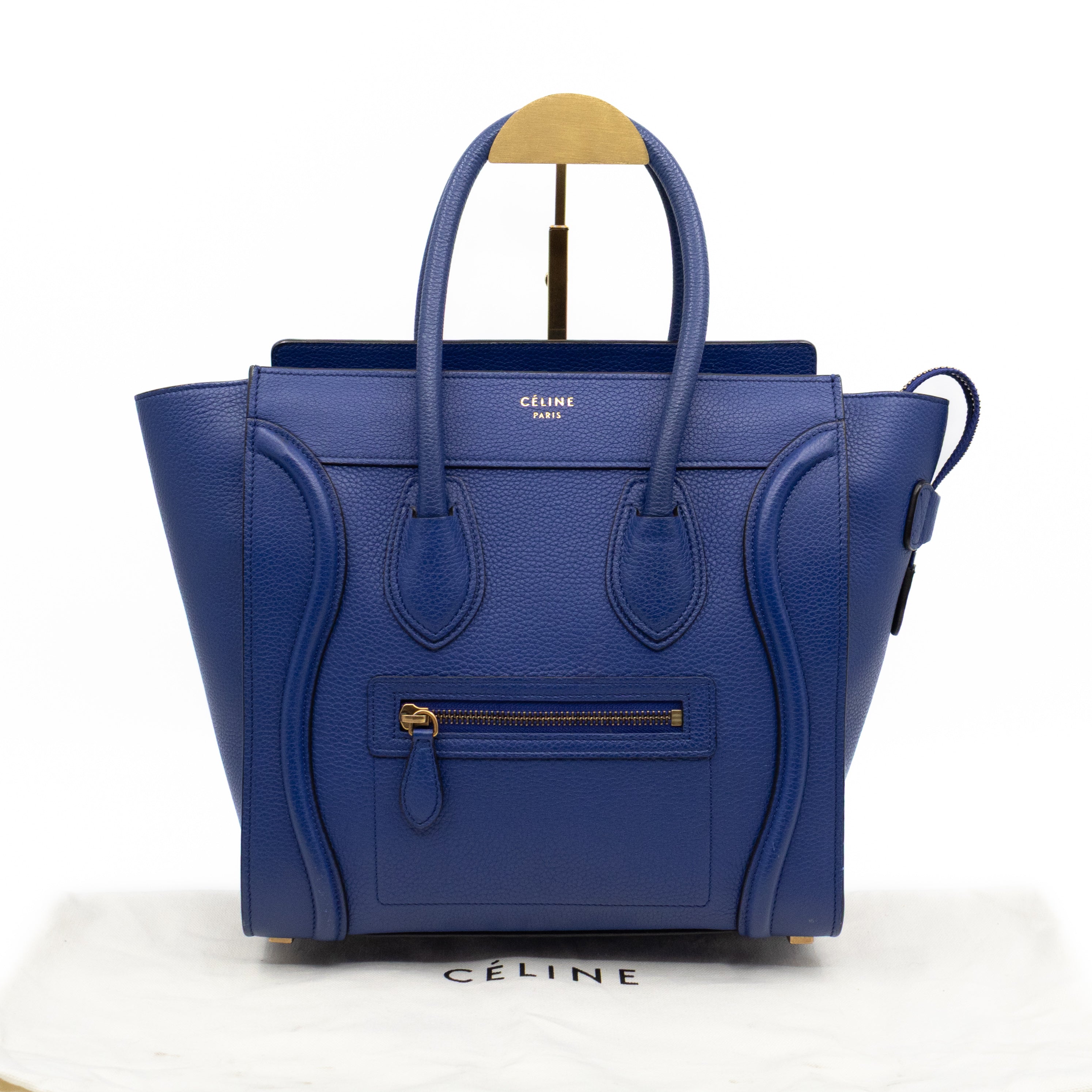 Micro Luggage Blue Leather