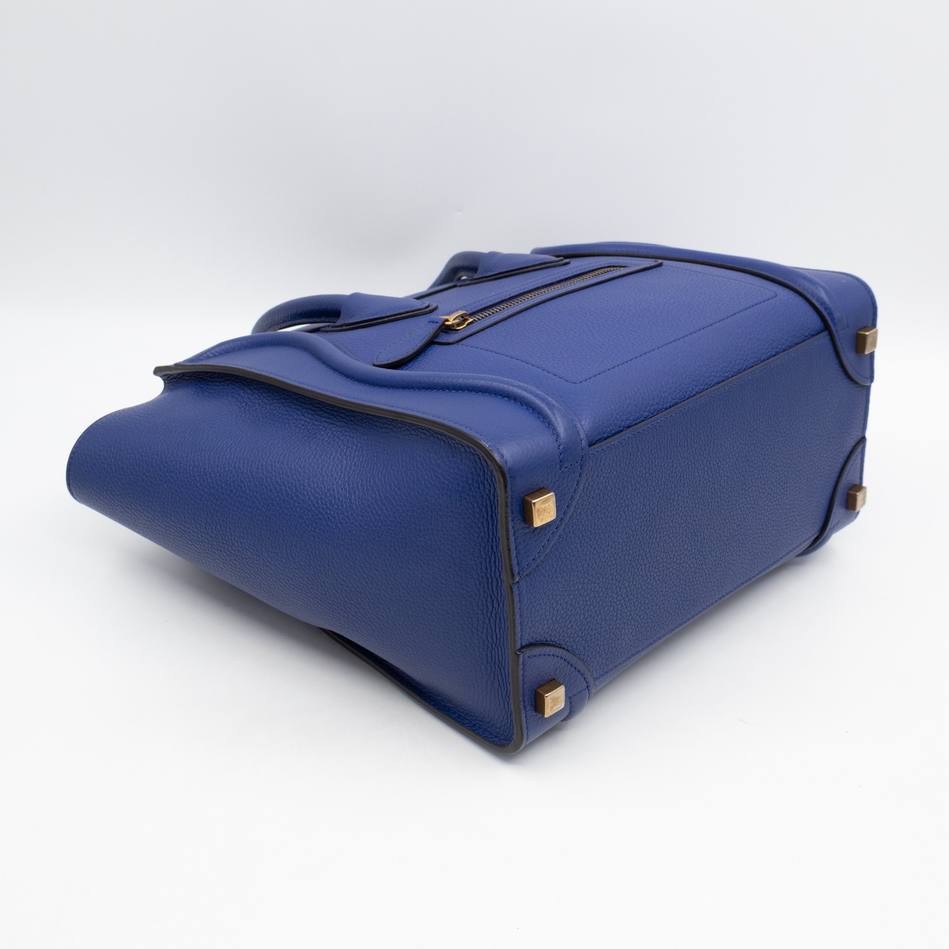Micro Luggage Blue Leather