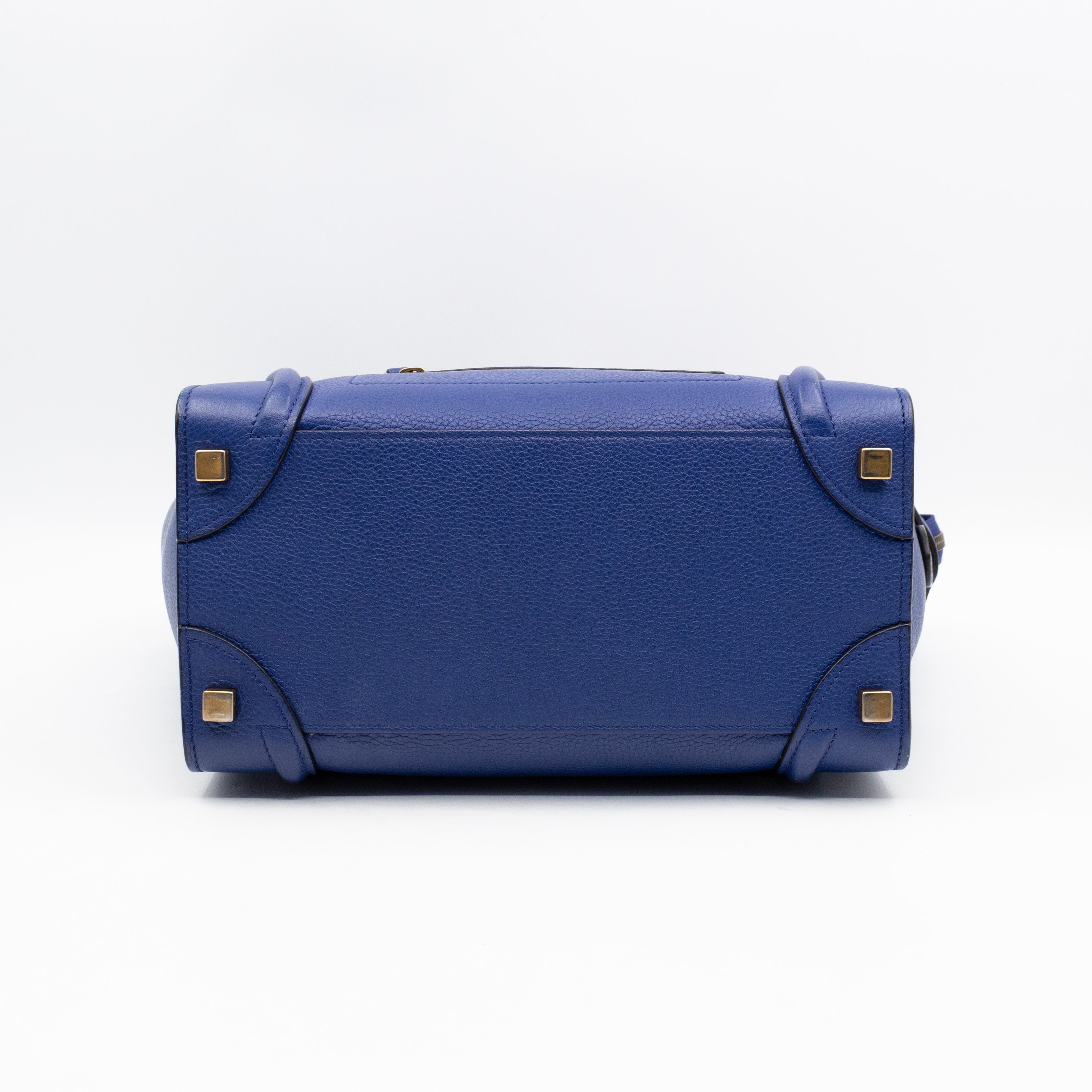 Micro Luggage Blue Leather